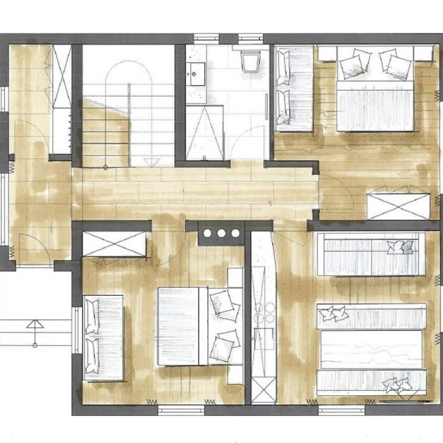 Skizze Erdgeschoß Ferienhaus Der Musikus